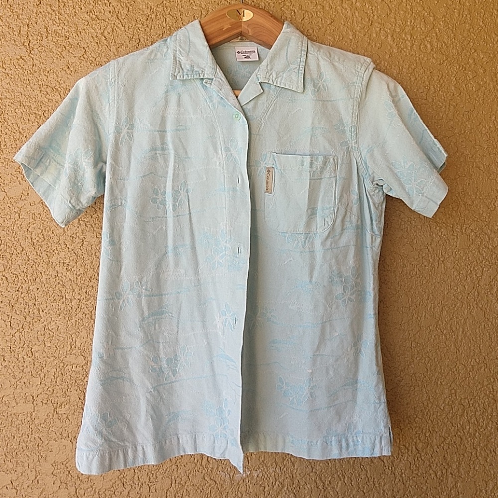 Patterned Columbia cotton button down shirt